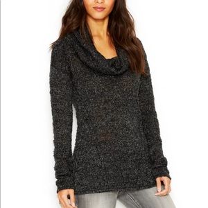Sanctuary Marled Knit Cowl Sweater, Black, Size Small